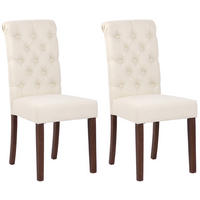 ESSZIMMERSTÜHLE 2er-Set WALES Stoff 98x45x63 cm creme Holz - Creme, Holz (45/98/63cm) - DELUKE