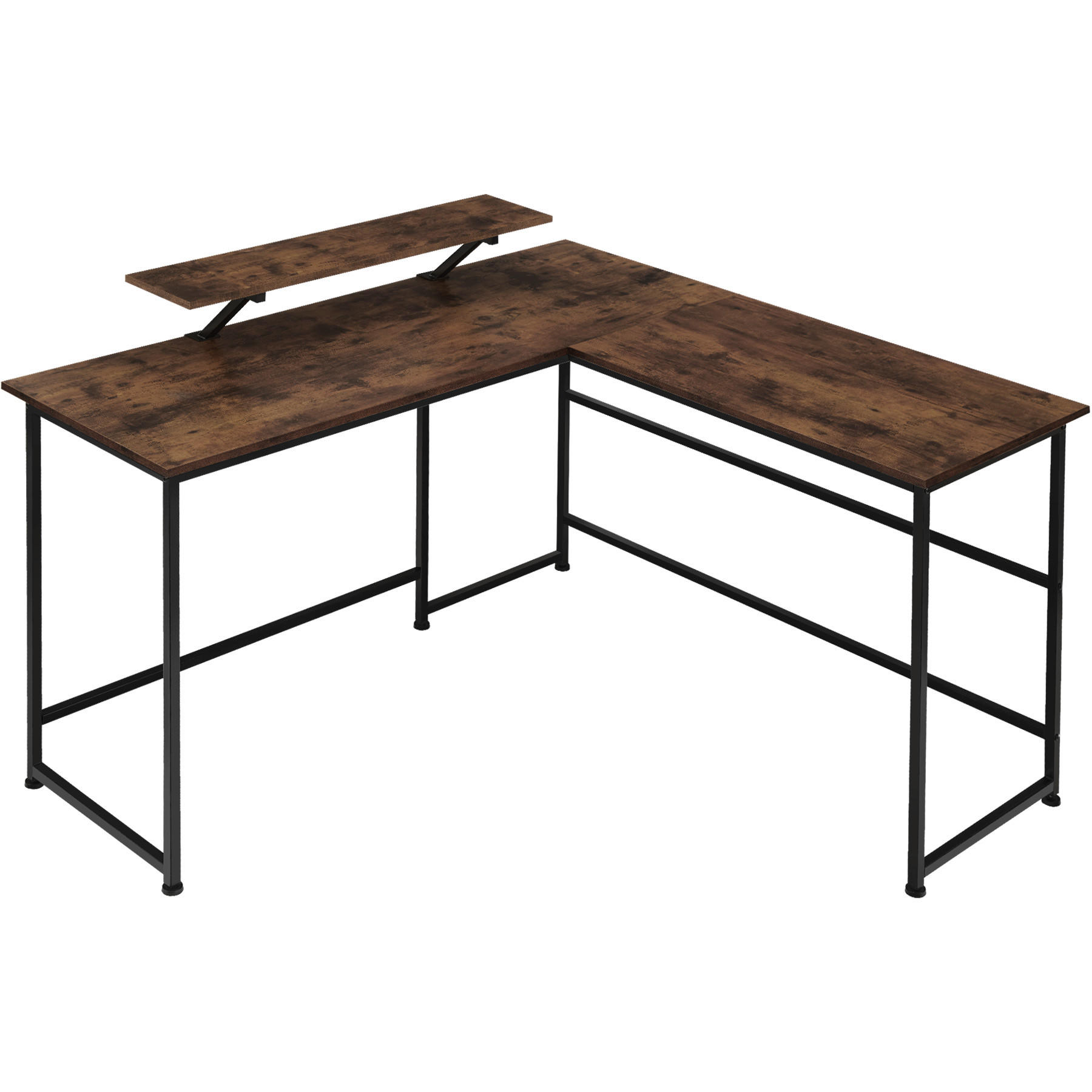 SCHREIBTISCH Melrose,140 x 130 x 76,5 cm,Industrial Holz dunkel, rustikal - Rostfarben, Holz (140/130/76.5cm) - tectake