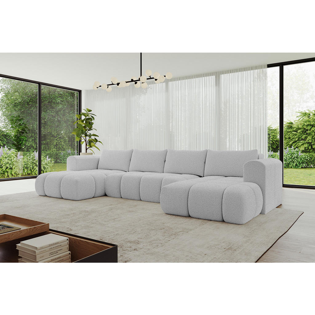 Thumbnail - Altdecor Wohnlandschaft, Hellgrau, Textil, 6-Sitzer, U-Form, 414x90x180 cm, Wohnzimmer, Sofas & Couches, Wohnlandschafte...