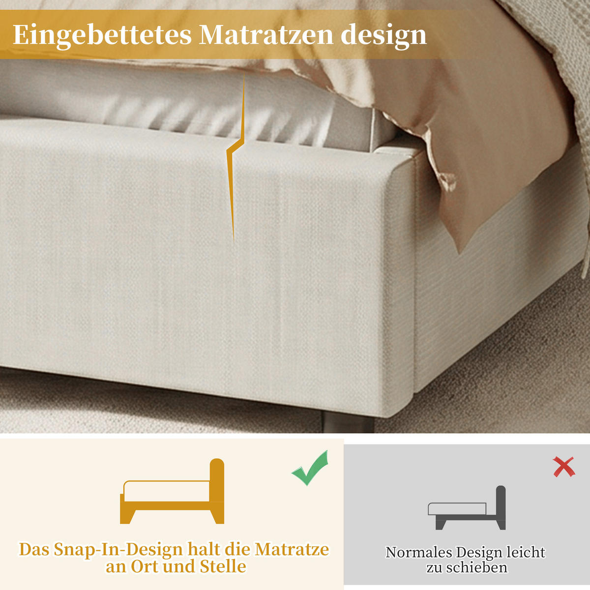 POLSTERBETT 90x200cm Kinderbett Leinen Beige Kopfteil - Beige, Naturmaterialien (90/200cm) - FLIEKS
