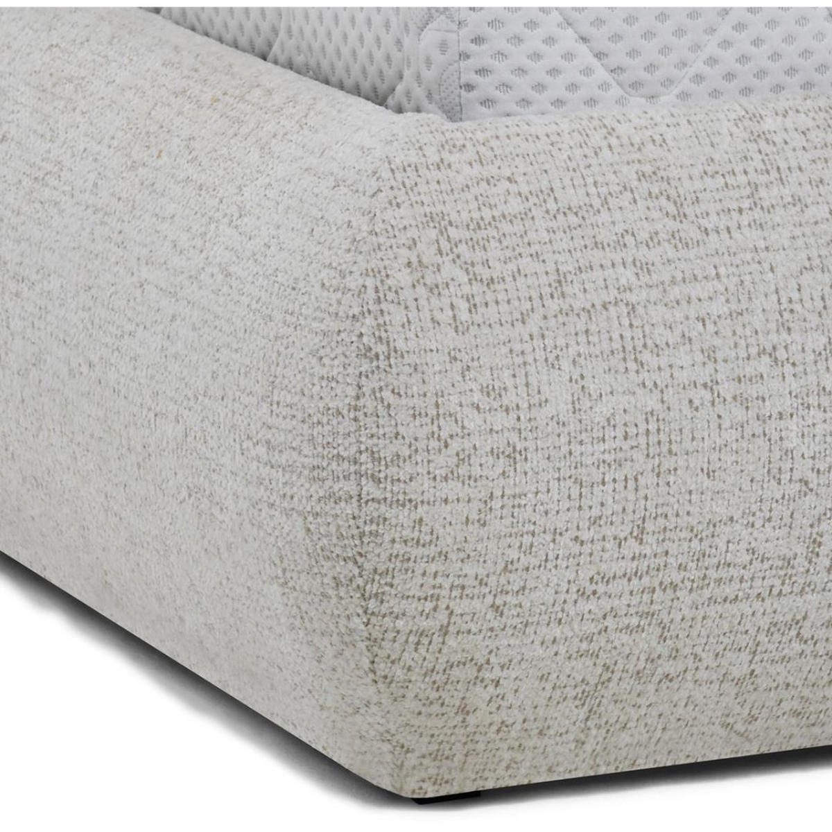 POLSTERBETT Corfu mit LED-Beleuchtung, mit Bettkasten, rundliche Formen, 140x200, Beige - Beige, Textil/Metall (140/200cm) - Beautysofa