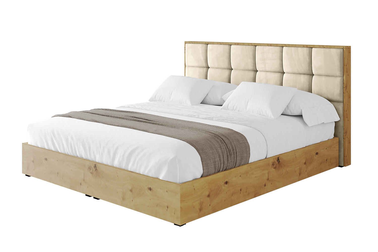 POLSTERBETT mit Bettkasten und Lattenrost, Boxbett ohne Matratze - ENZO2 120x200 Beige - Ecru, Holzwerkstoff/Textil (120/200cm) - ALTDECOR