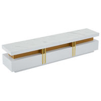 LOWBOARD DE-40306 mit Marmor-Optik und drei Schubladen Weiß - Weiß, Holzwerkstoff (200/42/40cm) - ComfortXL