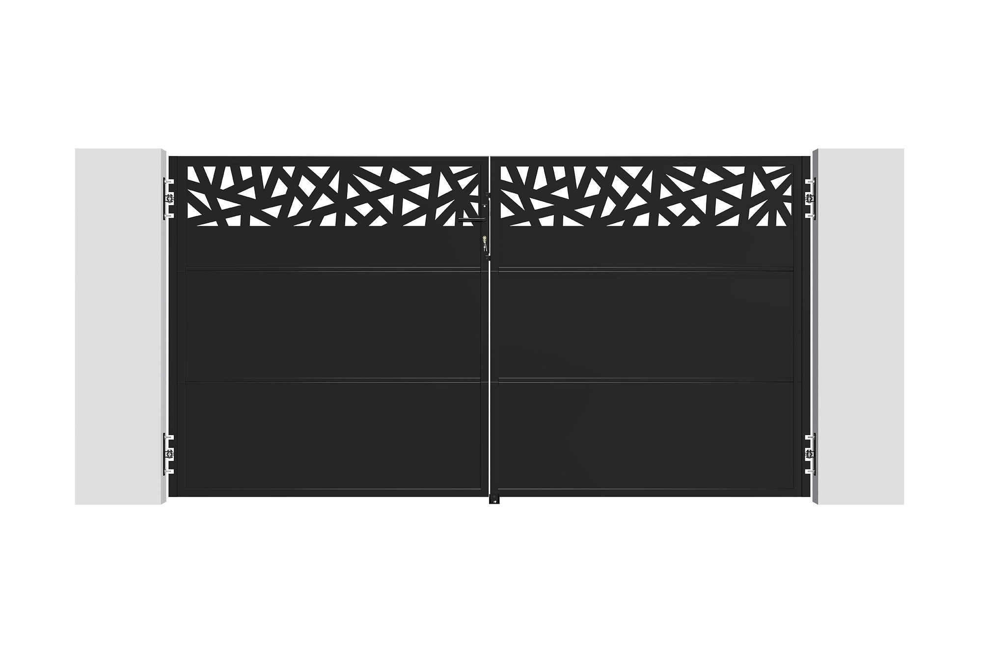 DREHTORPAKET Nali Ruivo Mattschwarz 3m H.160cm + TOR 1m H.160cm - Schwarz, Metall (293/160cm) - Casanoov