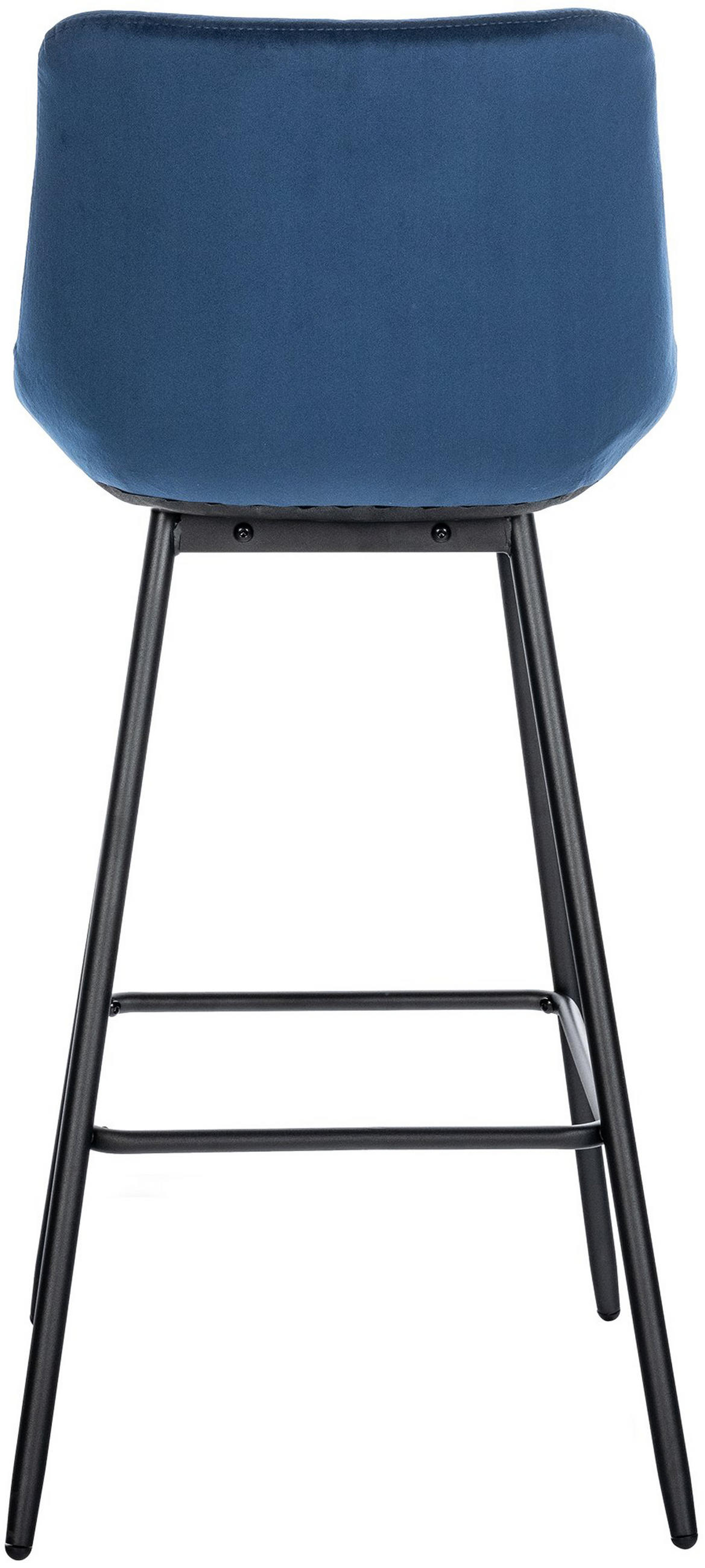 BARHOCKER Welton Samt blau - Blau/Schwarz, Textil/Metall (49/104/56cm) - TPFLiving