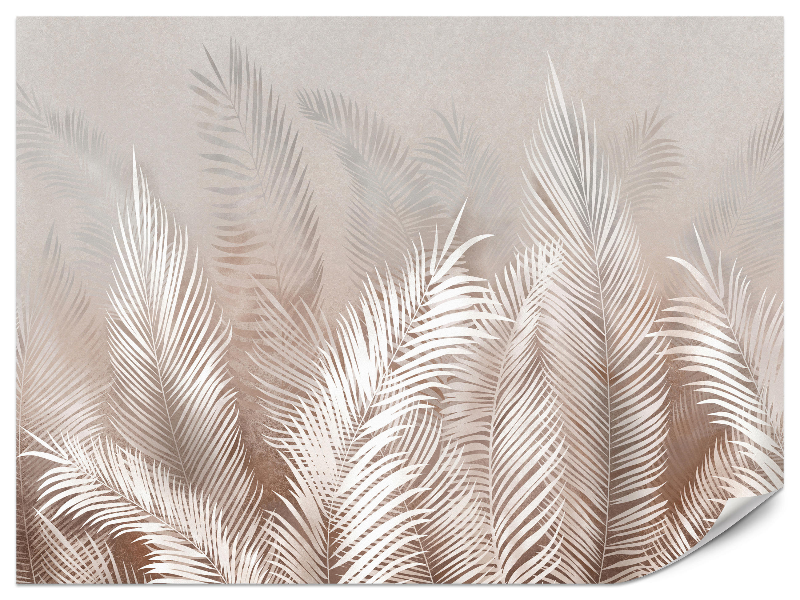 FOTOTAPETE Palmenblätter tropische Pflanzen 350x256cm - Beige/Braun, Papier (350/256cm) - Muralo