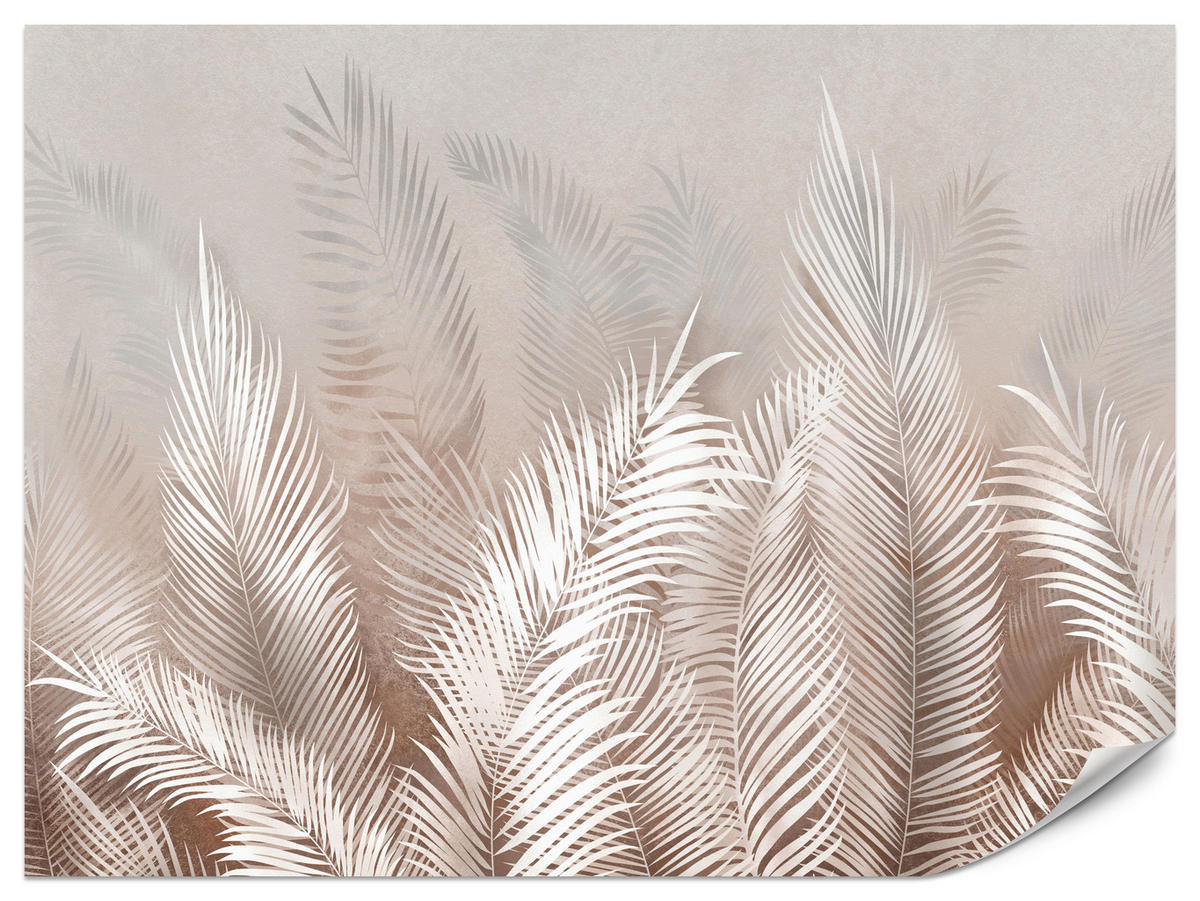 FOTOTAPETE Palmenblätter tropische Pflanzen 350x256cm - Beige/Braun, Papier (350/256cm) - Muralo