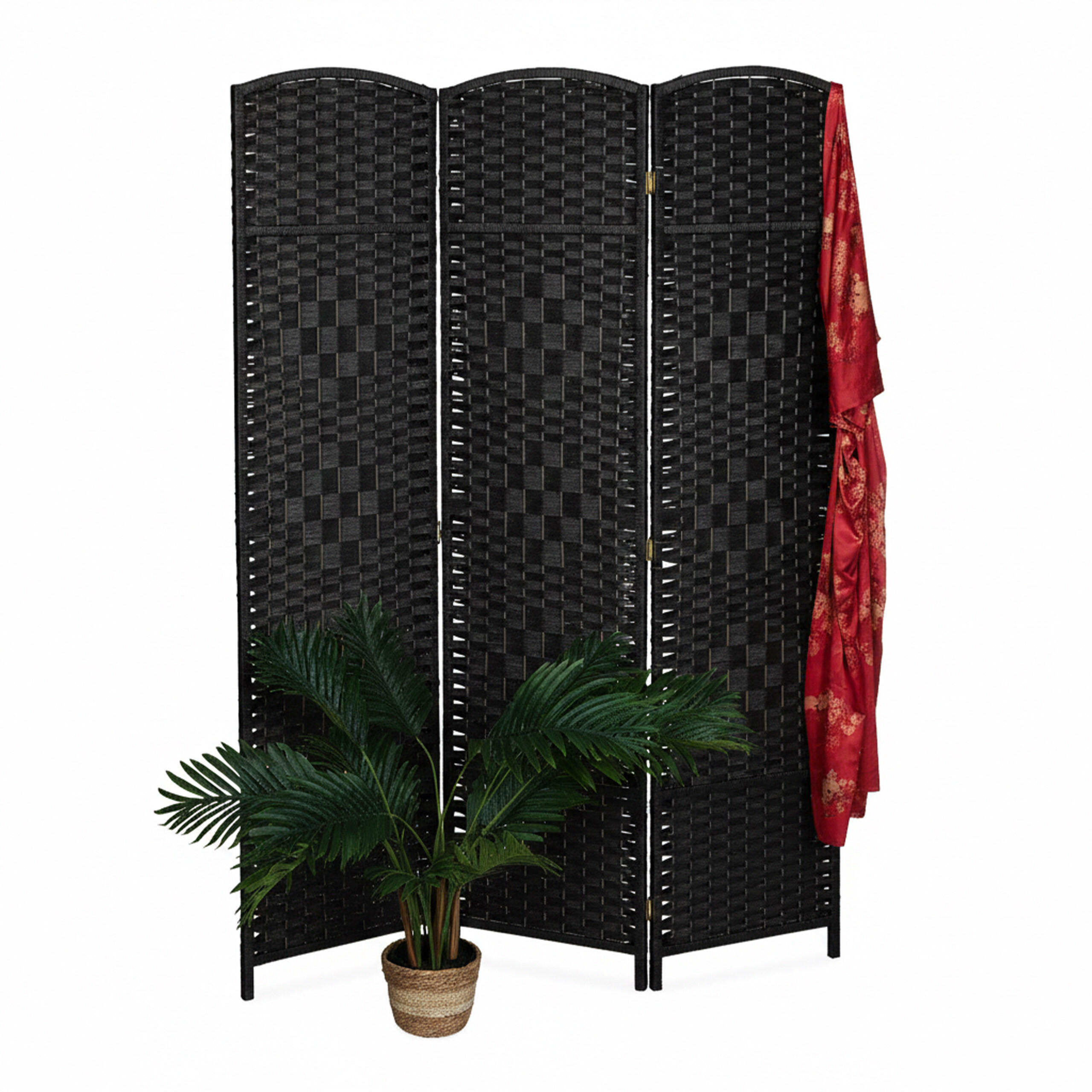 PARAVENT - čierna, drevo/papier (120/170/2cm) - Relaxdays