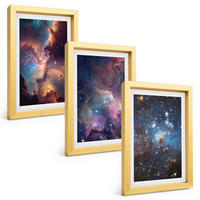 BILDER SET 3er Set - 20x30 cm Goldrahmen - Kosmische Sternenlandschaften - Goldfarben, Kunststoff (20/30cm) - TULUP