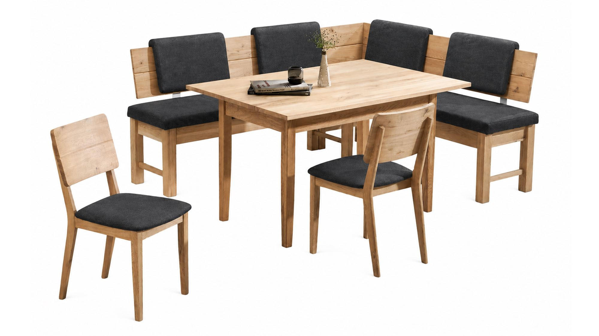 ECKBANKGRUPPE Modern Dyan 4 für 7 Personen Massivholz Wildeiche/Grau - Wildeiche/Grau, Holz (192/85/167cm) - 58aufmkessel
