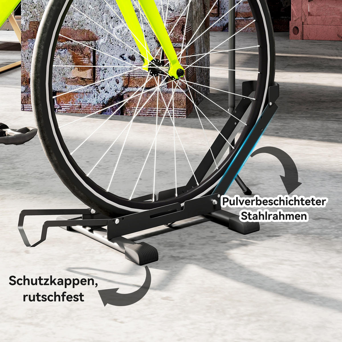 FAHRRADSTÄNDER für Fahrräder Stahl mit 80 mm Reifenbreiten - Schwarz, Metall (41/81/75cm) - SPORTNOW