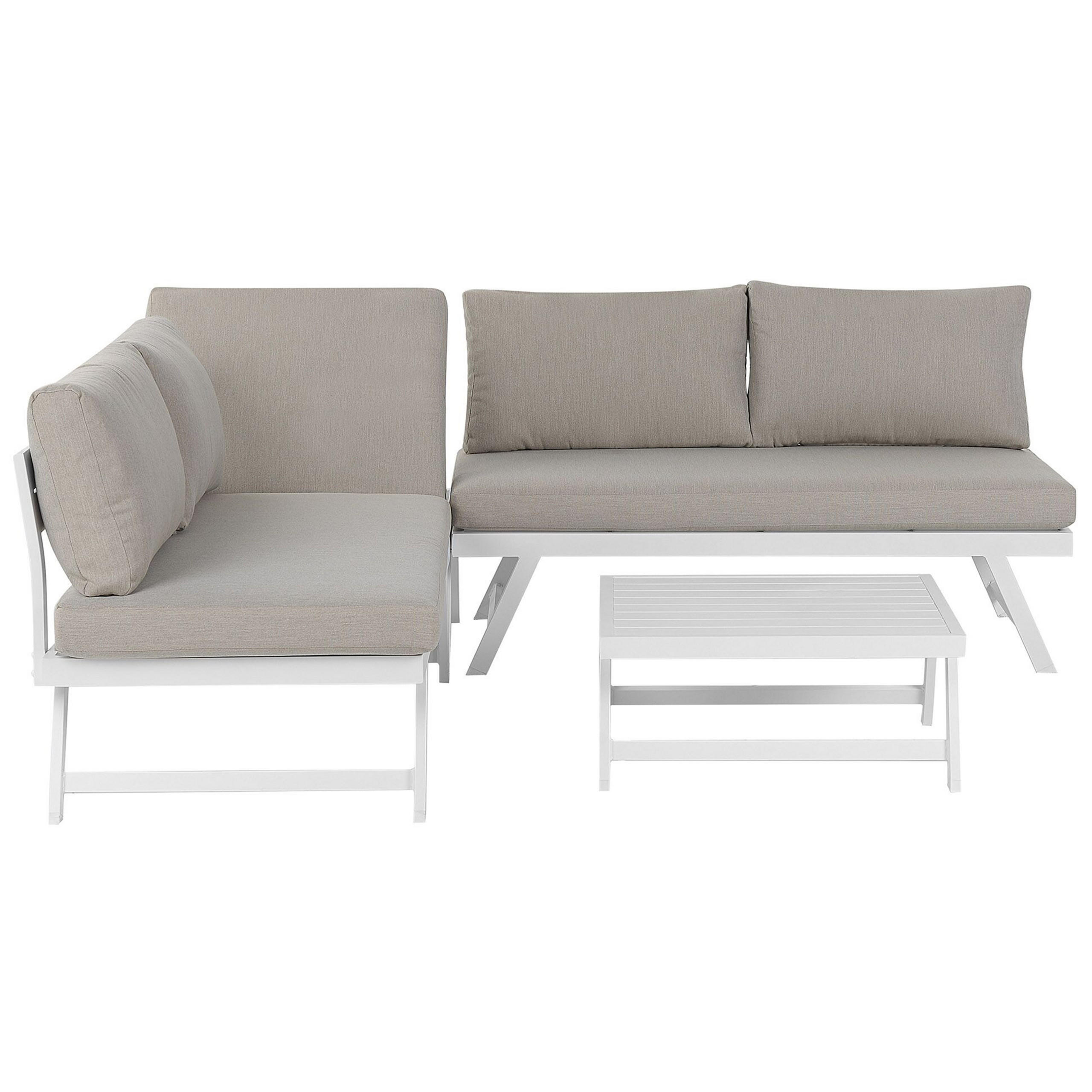 LOUNGE SET 5-Sitzer modular weiß Auflagen taupe Coccorino - Taupe/Weiß, Metall - Beliani