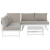 LOUNGE SET 5-Sitzer modular weiß Auflagen taupe Coccorino - Taupe/Weiß, Metall - Beliani