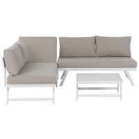 LOUNGE SET 5-Sitzer modular weiß Auflagen taupe Coccorino - Taupe/Weiß, Metall - Beliani