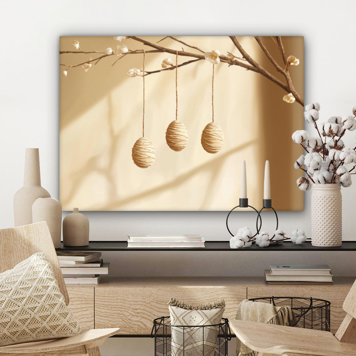 LEINWANDBILD Beige - Osterkuchen - Eier Wandbilder 80x60 cm - Beige, Textil (80/60cm) - MuchoWow