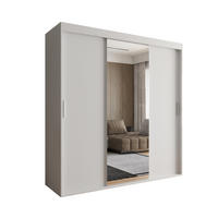 SCHIEBETÜRENSCHRANK OTARIO, 3-türig Kleiderschrank mit 1 Spiegel, Moderne Garderobe, Schrank in Größe: 180 x 205 x 60 cm - Weiß, Holzwerkstoff (180/205/60cm) - O-Sofa