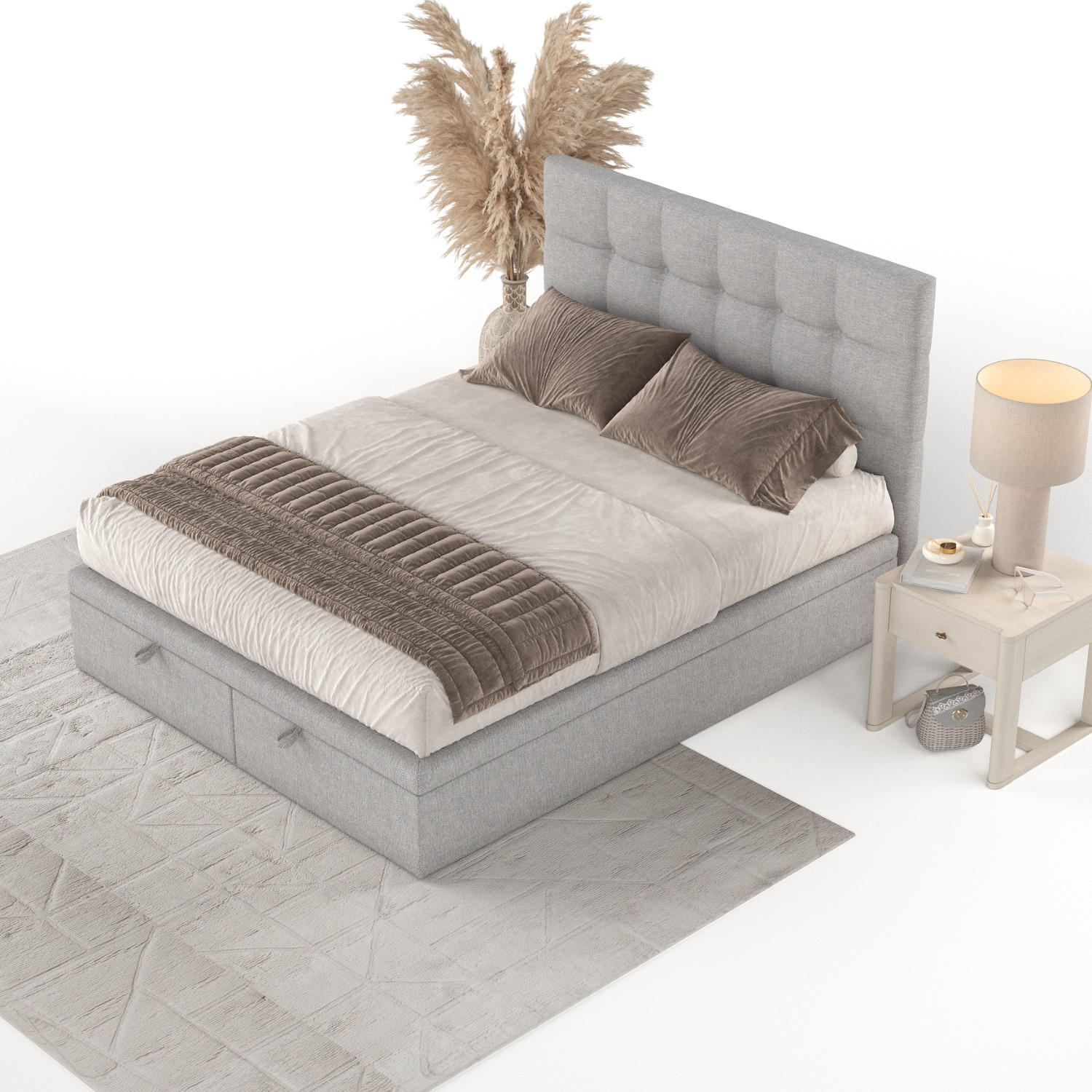 POLSTERBETT Guam mit Stauraum 120/200 cm Grau im Megan Stoff - Schwarz/Grau, Holz/Holzwerkstoff (120/200cm) - AltaBeds