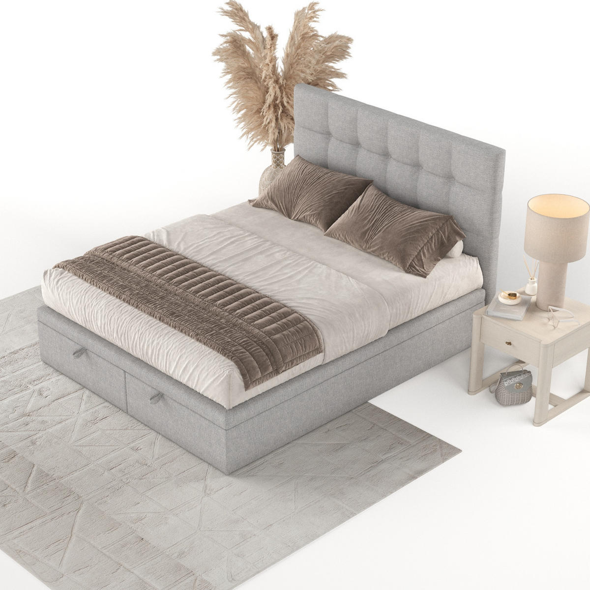 POLSTERBETT Guam mit Stauraum 140/200 cm Grau im Megan Stoff - Schwarz/Grau, Holz/Holzwerkstoff (140/200cm) - AltaBeds