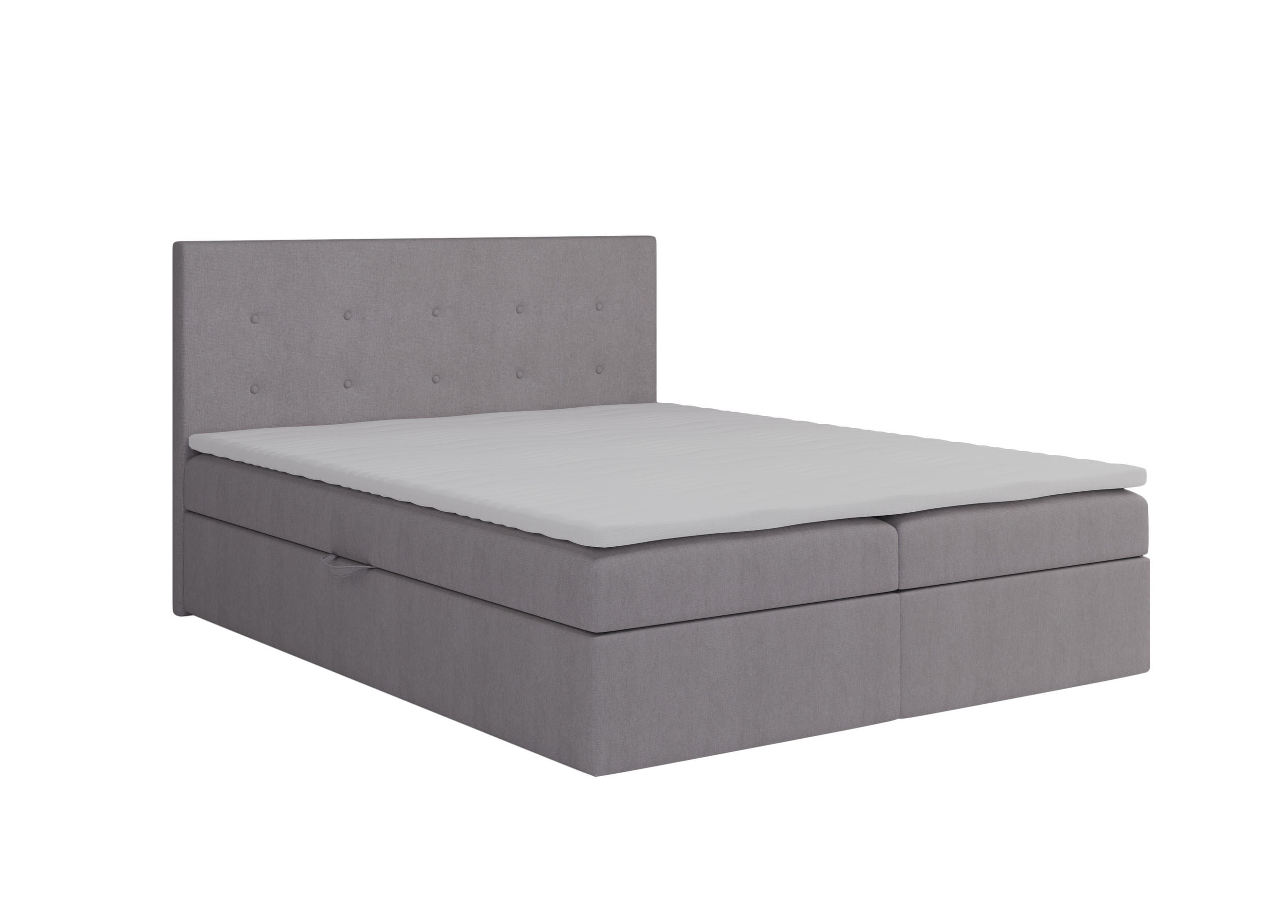 BOXBETT Dublin Grau 200x200 cm Bettkasten + Topper - Grau, Holz/Textil (200/200cm) - Comfortic