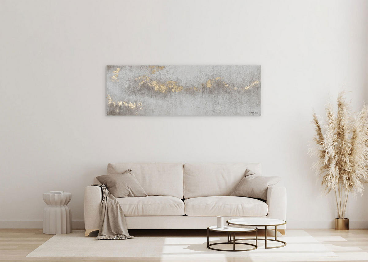 ACRYLBILD HANDGEMALT 150/50 cm - Grau, Holz/Textil (2.4/50cm) - KUNSTLOFT