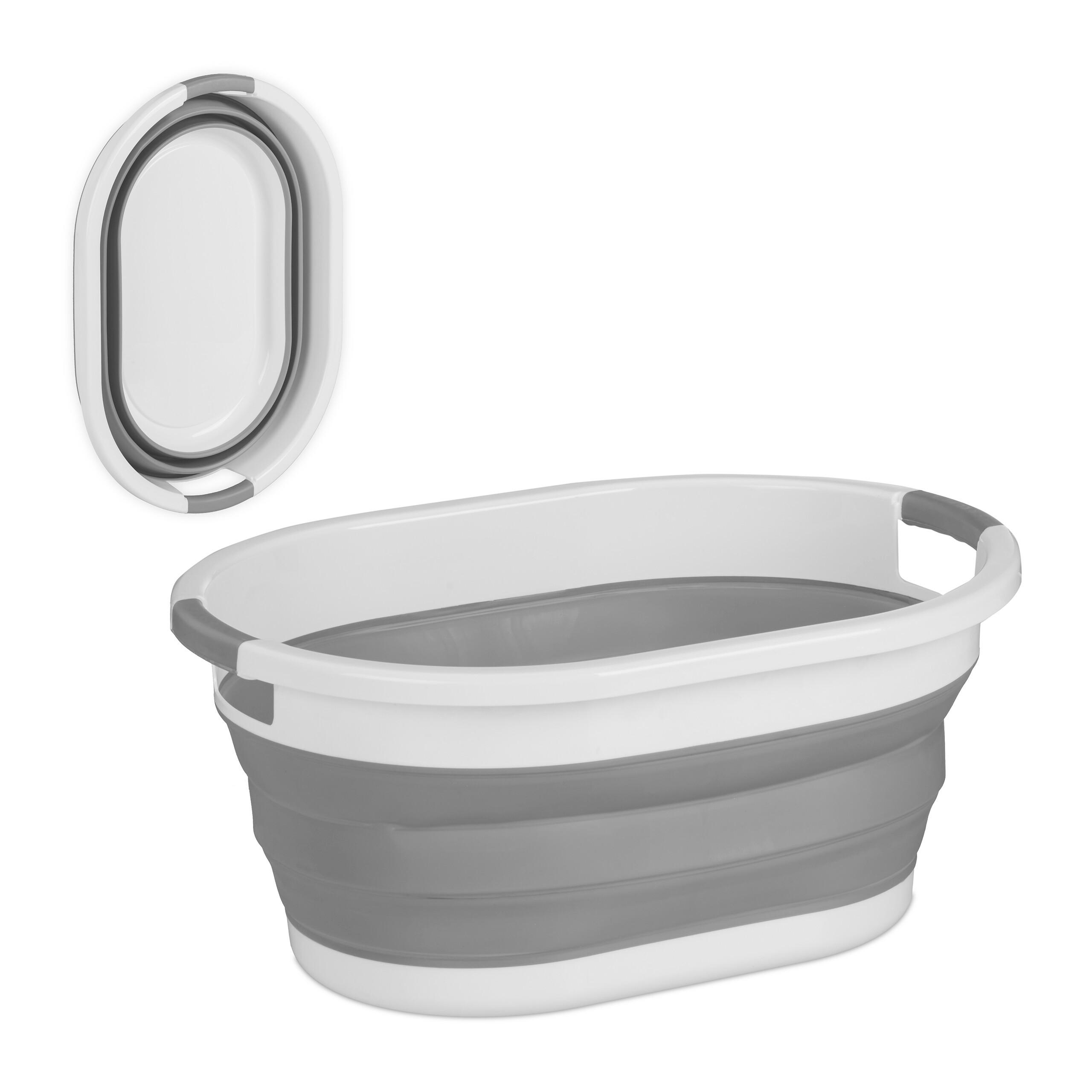 Relaxdays KOŠ NA PRÁDLO Šedý skládací plast 24 l