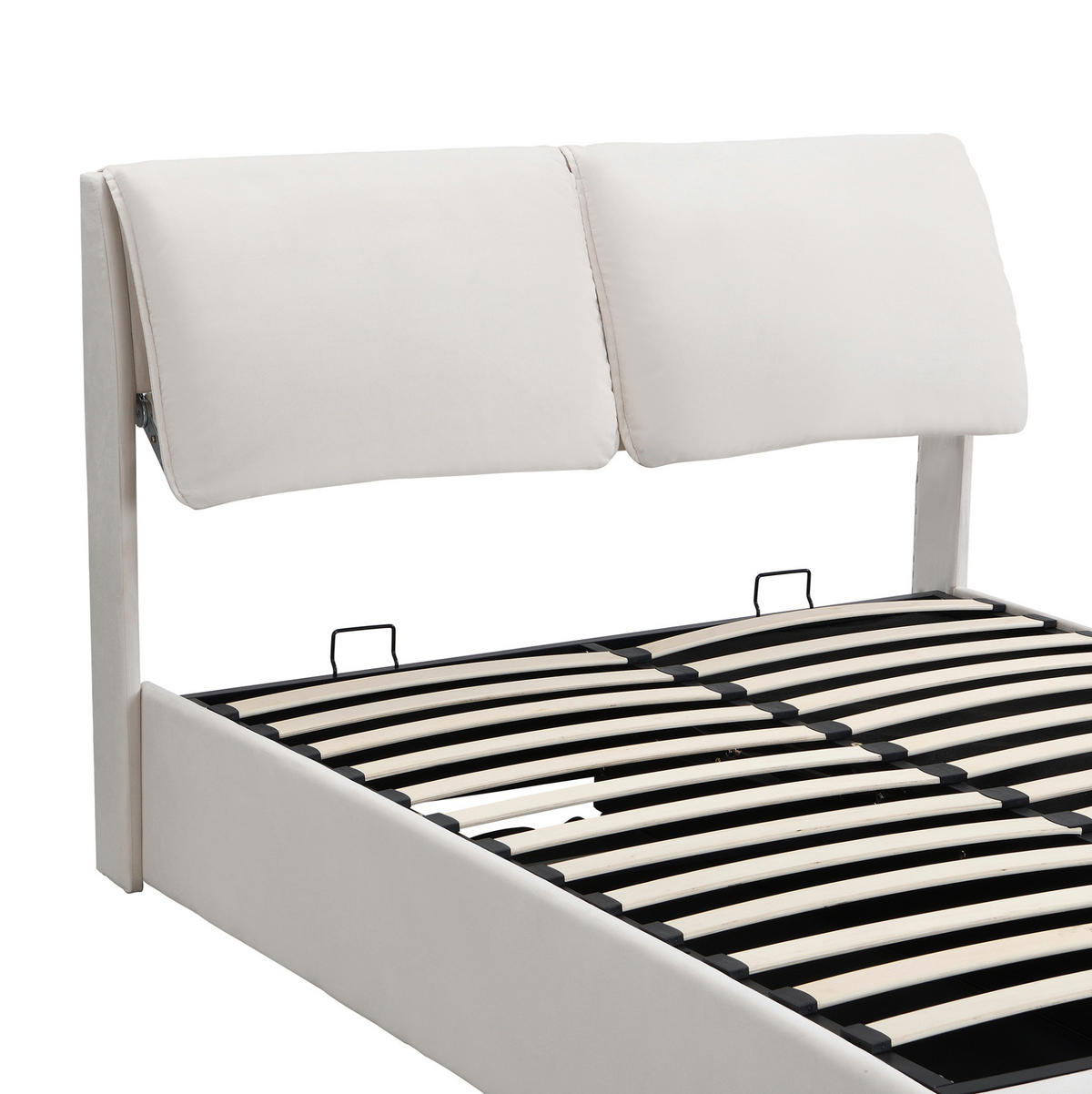 POLSTERBETT 140/200 cm Beige aus Samt mit Bettkasten - Beige, Textil - OKMYHOME