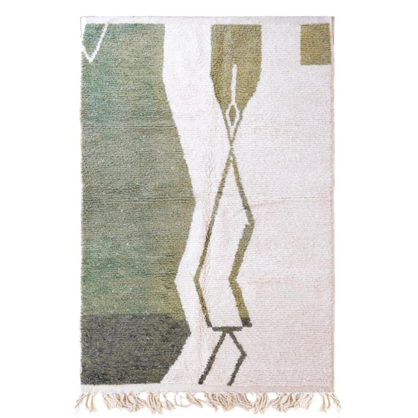 BERBERTEPPICH aus Marokko aus reiner Wolle grün - Grün, Naturmaterialien (156/255cm) - AFK Living