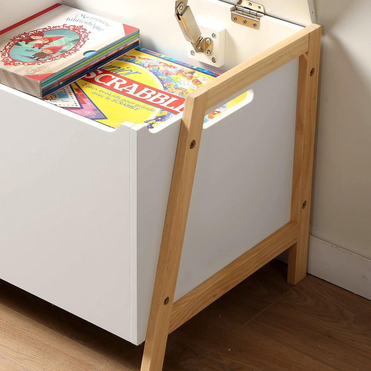 AUFBEWAHRUNGSTRUHE mit 2 Fächern für Kinder 99/40/43 cm - Weiß, Holzwerkstoff (40/43/48cm) - Calicosy