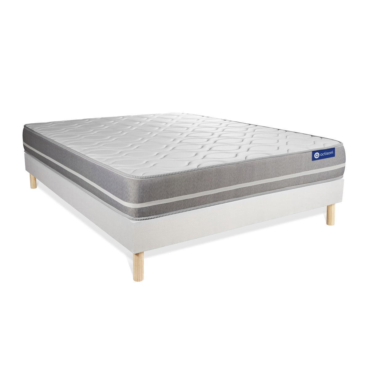 BETT Actimemo touch Memory-Schaum 135 x 190 cm h1 - Kit Bettgestell Weiß - Beige/Weiß, Karton/Holz (135/190cm) - ACTISOM