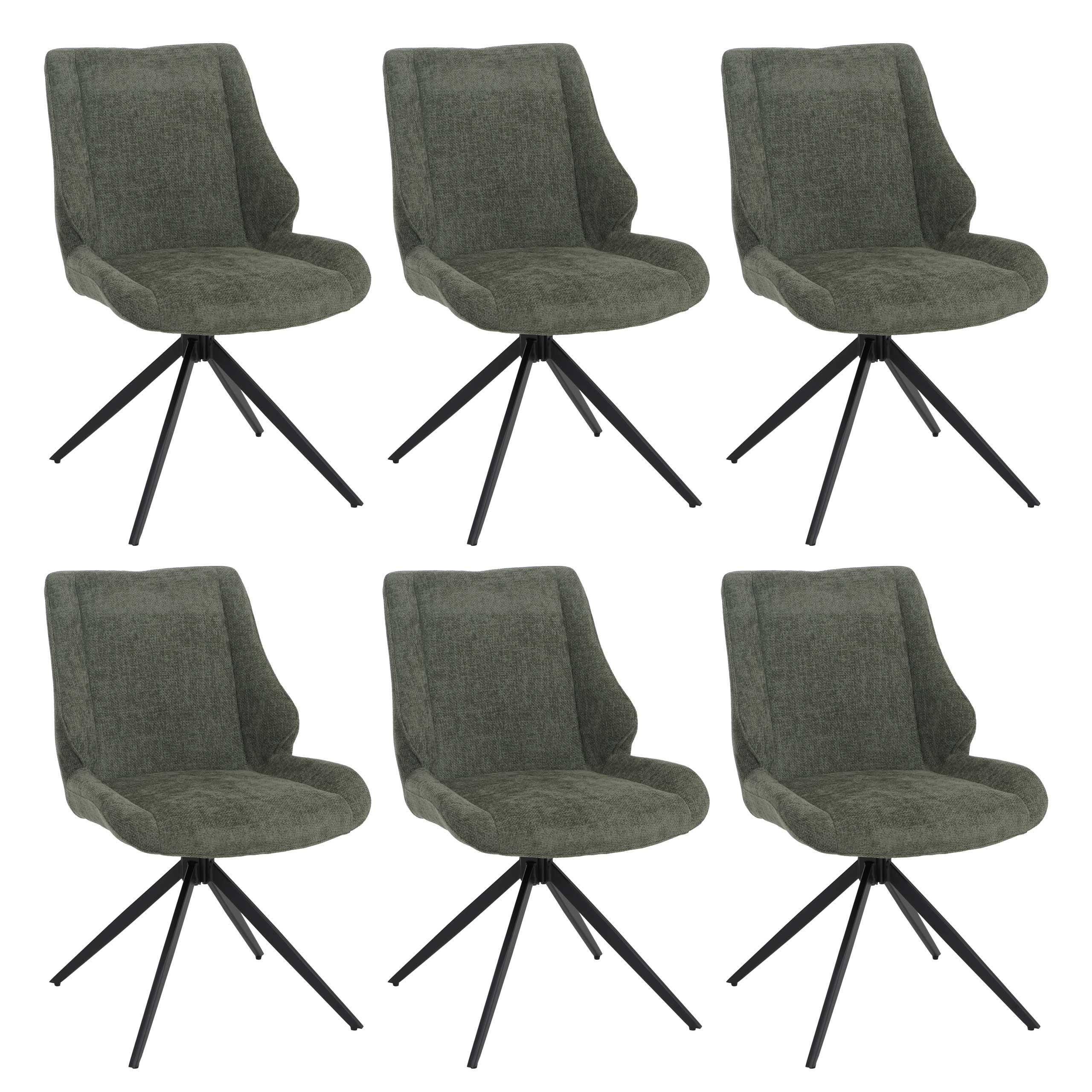 ESSZIMMERSTUHL Schwarz, Grün 6er-Set - Schwarz/Grün, Textil (55/88/62cm) - MCW