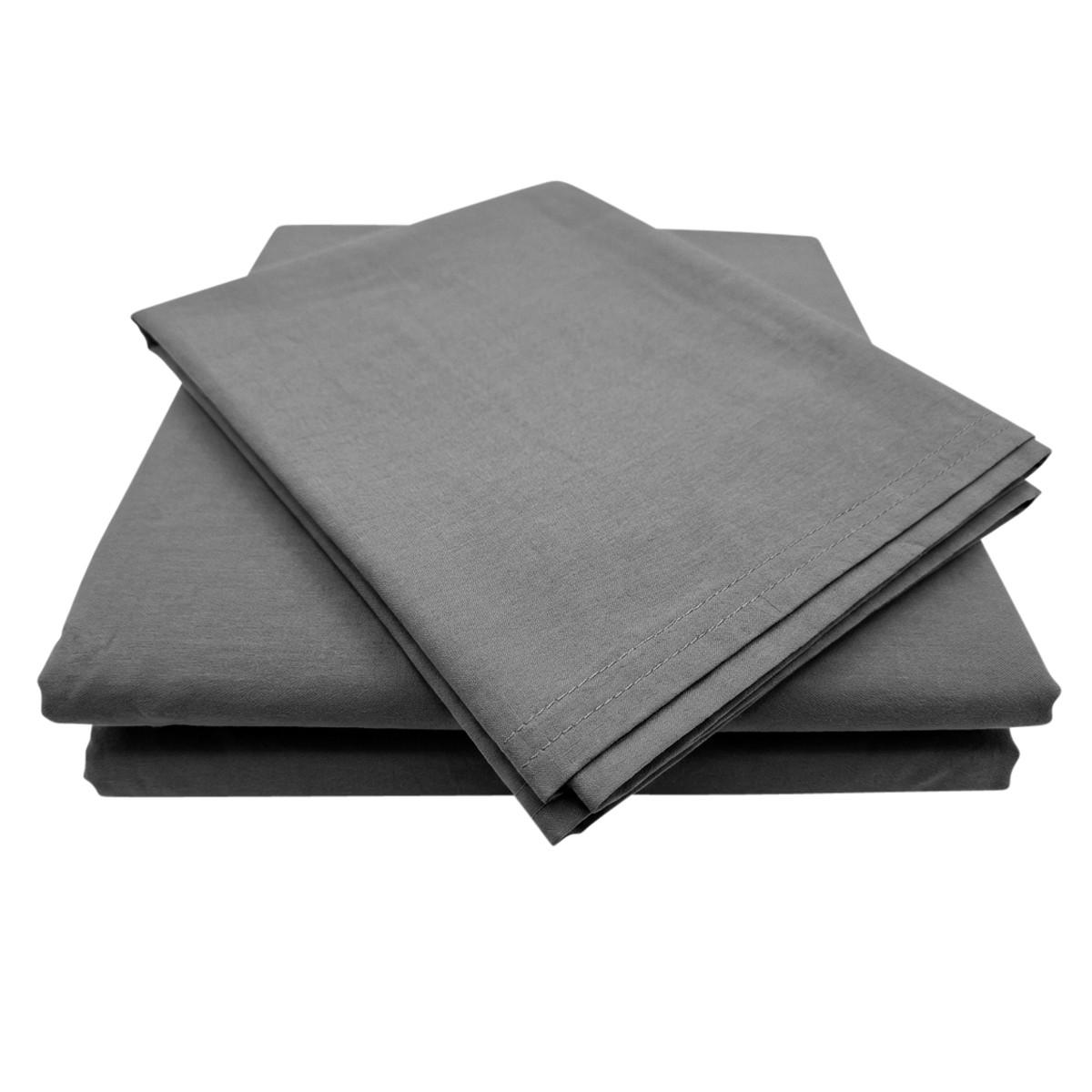 BETTWÄSCHE Stone Washed dunkelgrau 135/200 cm 100% Baumwolle Used-Effekt mit Stehsaum - Dunkelgrau, Textil (135/200cm) - wometo