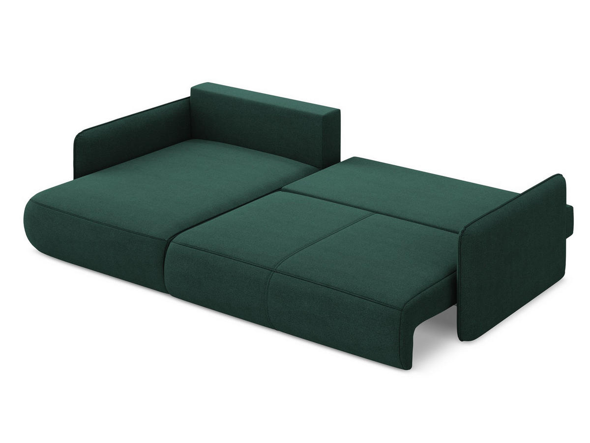 ECKSOFA mit Schlaffunktion Strukturstoff Stoff Grün - Dunkelgrün/Schwarz, Kunststoff/Textil (148/240cm) - Makamii