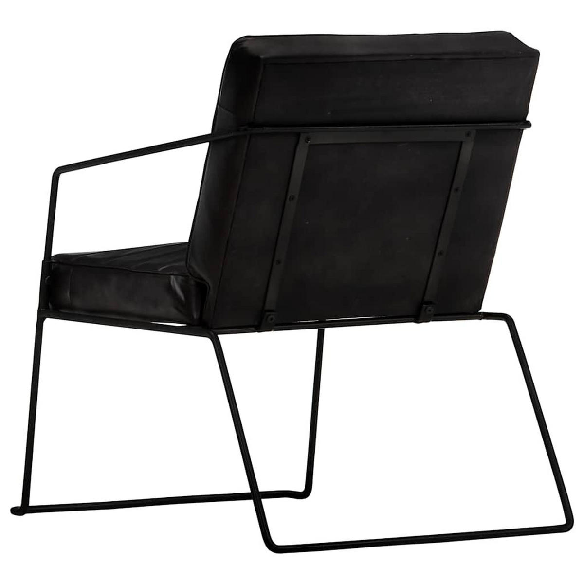 SESSEL Schwarz Echtleder - Schwarz, Leder (70/71/52cm) - vidaXL