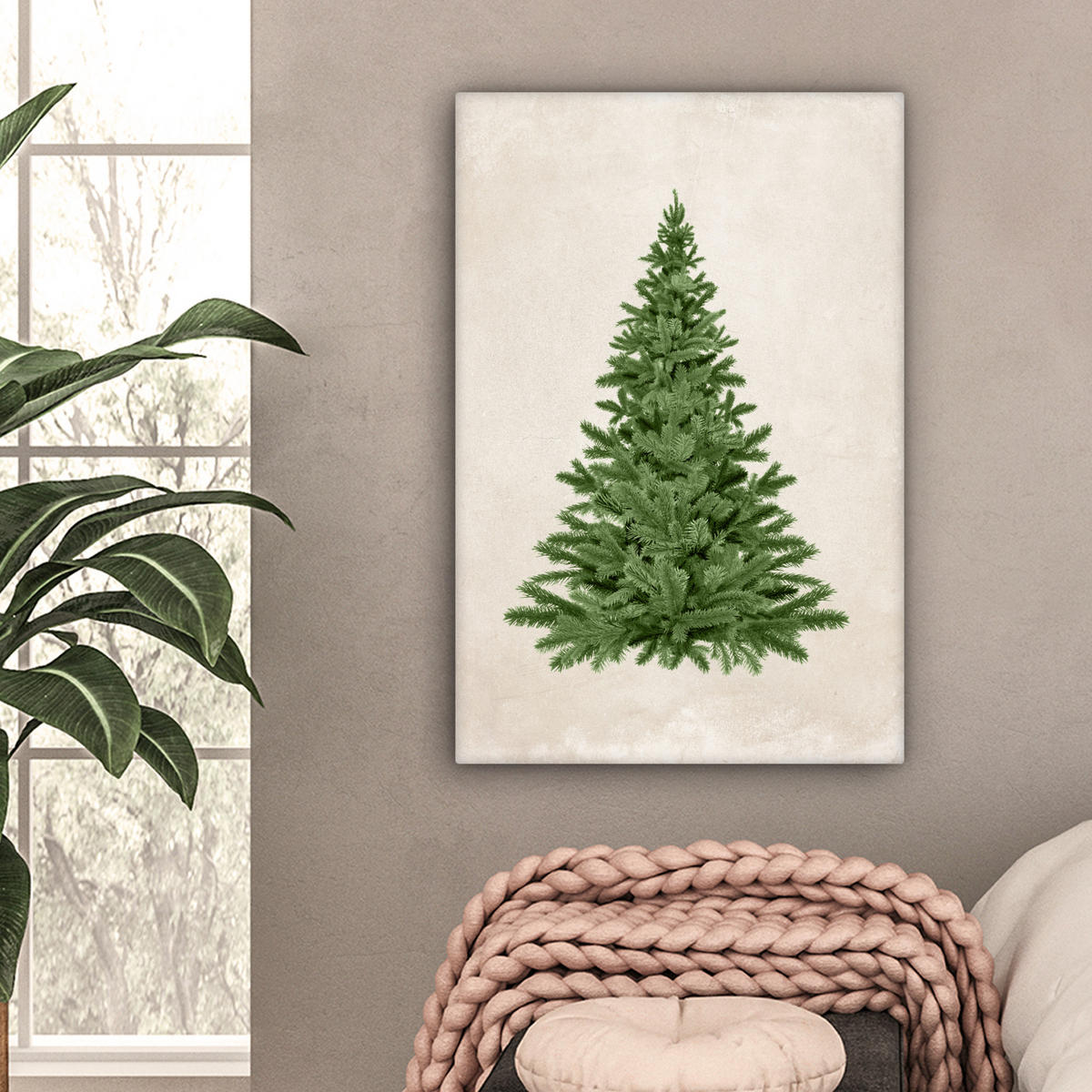 LEINWANDBILD Weihnachtsbaum - Grün - Weihnachten - Feiertage 40x60 cm - Olivgrün, Textil (40/60cm) - MuchoWow