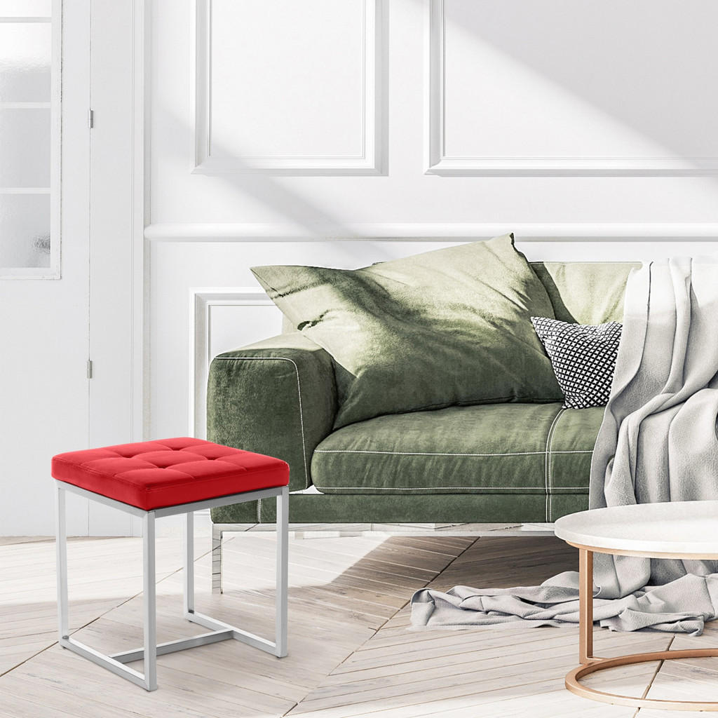 Thumbnail - CLP Hocker, Rot, Textil, 40x48x40 cm, Wohnzimmer, Hocker, Sitzhocker