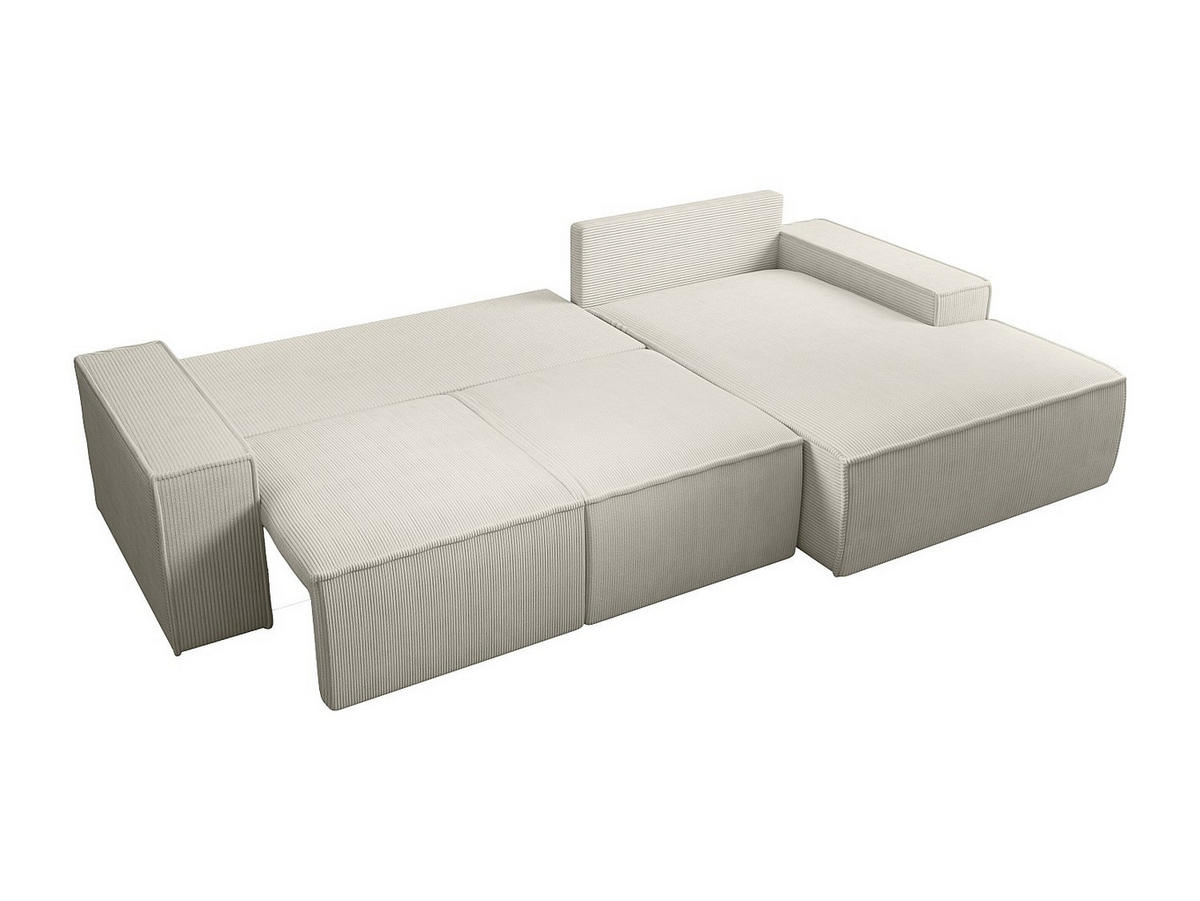 ECKSOFA mit Schlaffunktion - Ecke rechts - Cord - Beige - AMELIA - Beige, Textil (297/167cm) - Vente-Unique