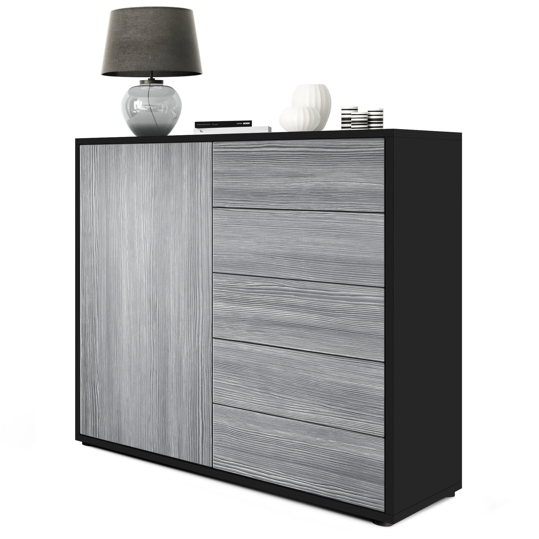KOMMODE Ben Front in Avola-Anthrazit - Anthrazit, Holzwerkstoff (79/74/36cm) - Vladon