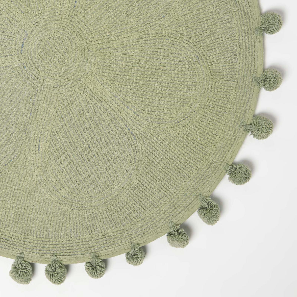 BADEMATTE Blume rund 60 cm, Baumwolle - Salbeigrün, Textil (60/60cm) - Homescapes