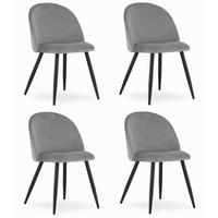 ESSZIMMERSTUHL 4-er Set BELLO hellgrauer Sitz, schwarze Beine - Hellgrau/Schwarz, Textil (46/76.5/42.5cm) - Valora