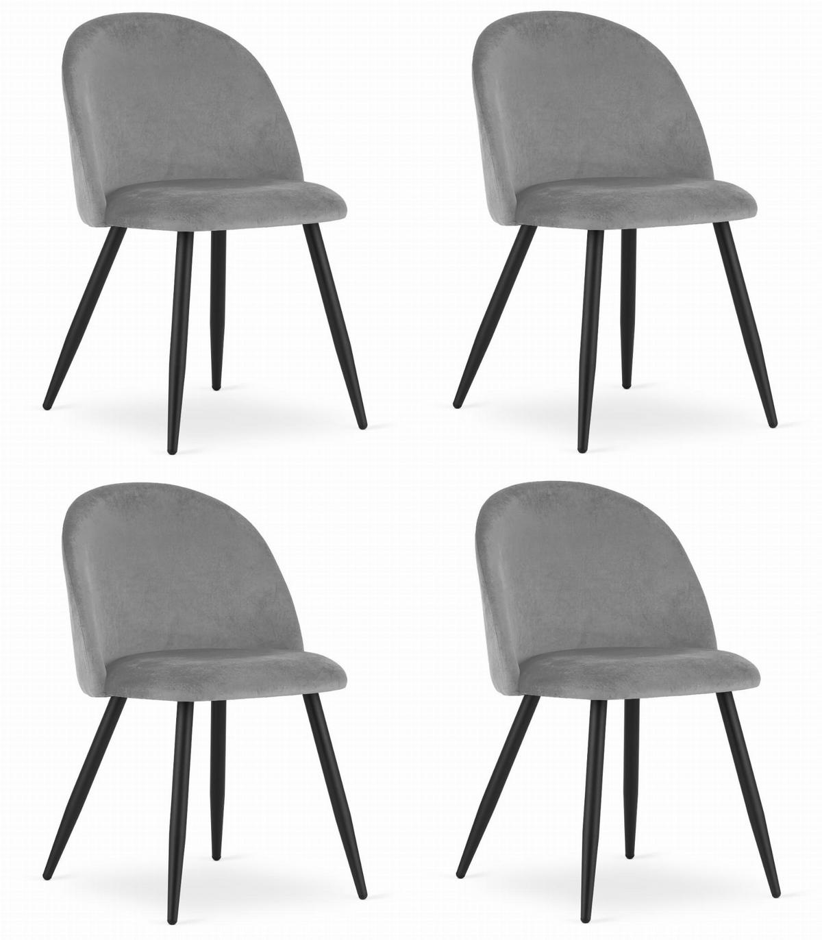 ESSZIMMERSTUHL 4-er Set BELLO hellgrauer Sitz, schwarze Beine - Hellgrau/Schwarz, Textil (46/76.5/42.5cm) - Valora