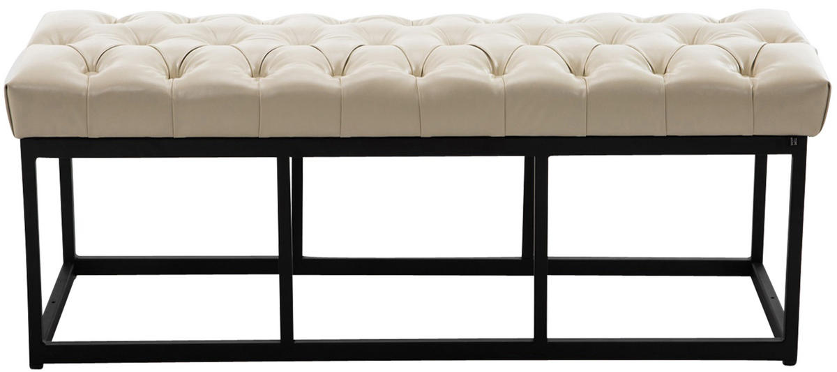 SITZBANK 120/38 cm Kunstleder creme - Creme/Schwarz, Textil/Metall (120/46/38cm) - CLP
