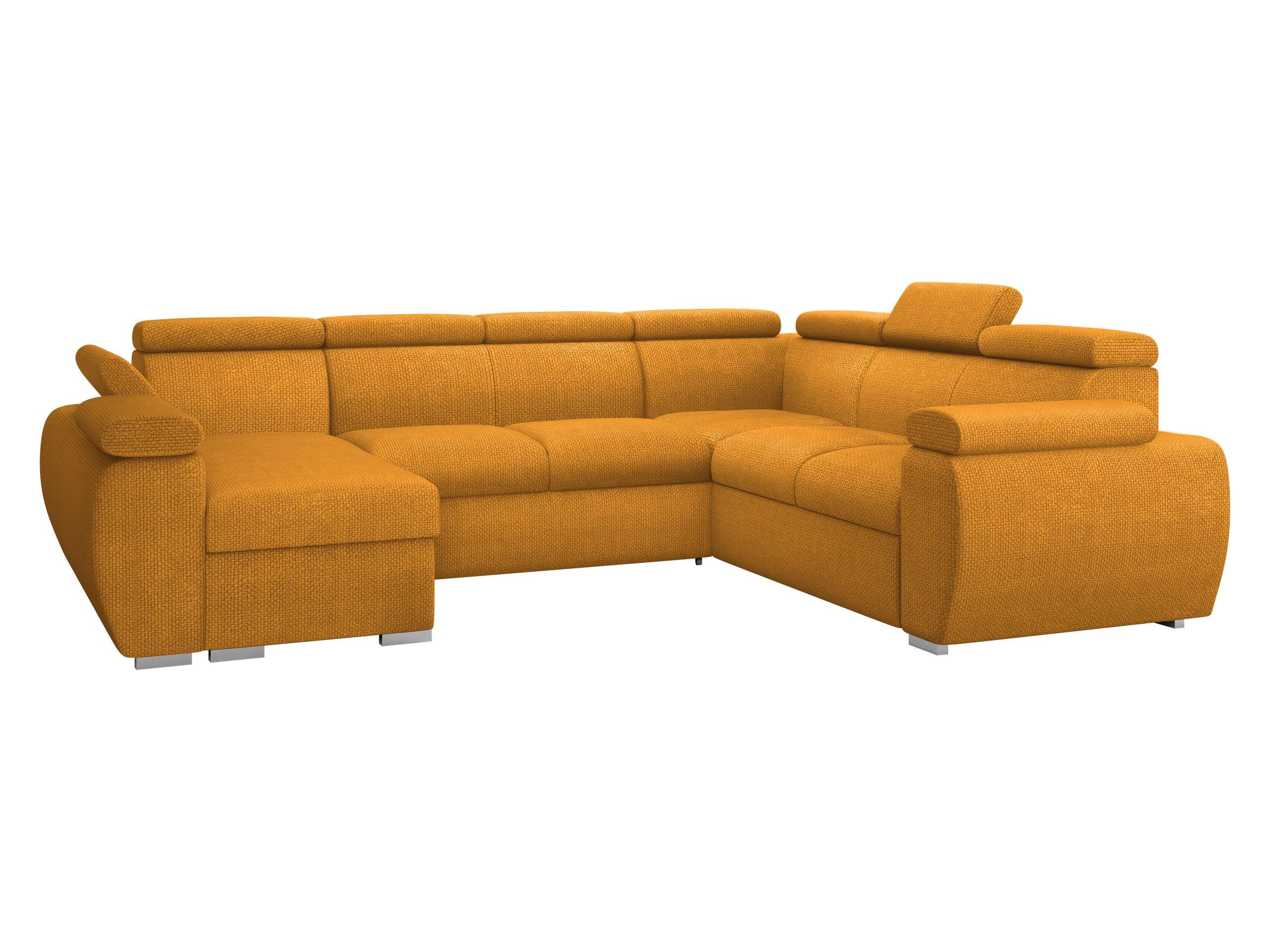 WOHNLANDSCHAFT Boston U, Seite: Links - LC+2P+R+2R - Chromfarben/Currygelb, Holz/Textil (325/98/260cm) - MIRJAN24