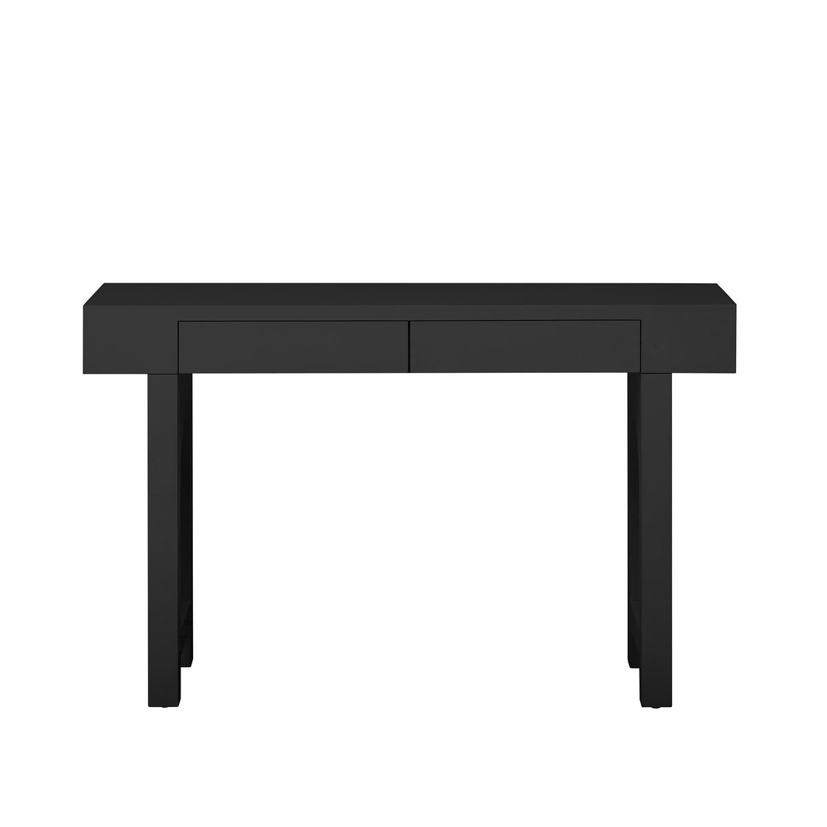 KONSOLENTISCH 120/35,5/76,5 cm schwarz aus MDF mit 2 Schubladen und Steckdosenleiste - Schwarz, Holzwerkstoff (120/35.5/76.5cm) - OKWISH