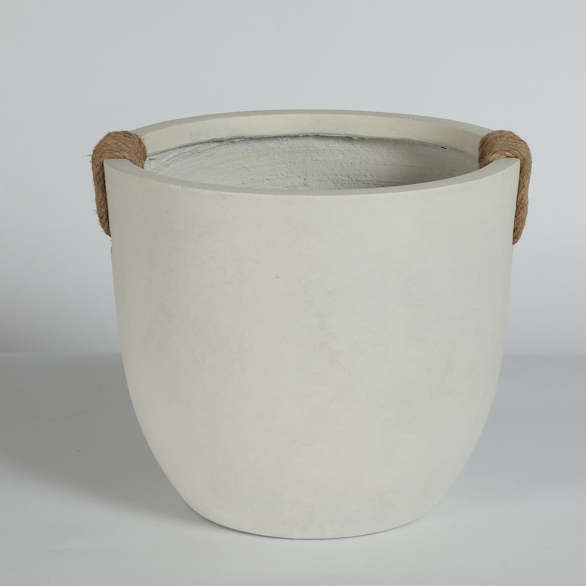 BLUMENTOPF Ø 46/37 cm Nicht-gerade weiss mit Abflusslöcher (2 Stück) - Creme, Naturmaterialen (37.3/33cm) - Oxeza