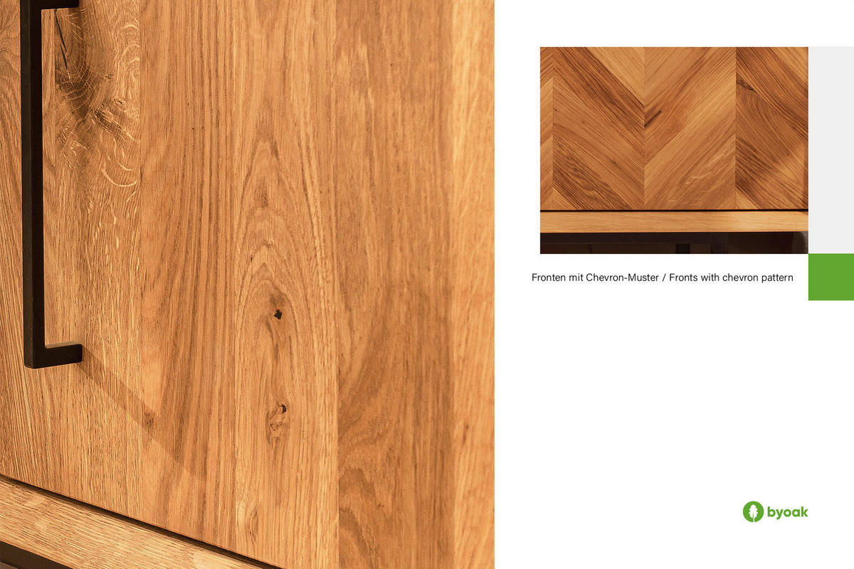 KOMMODE BREIT LEON Wildeiche - Wildeiche, Holz (144/65/45cm) - byoak