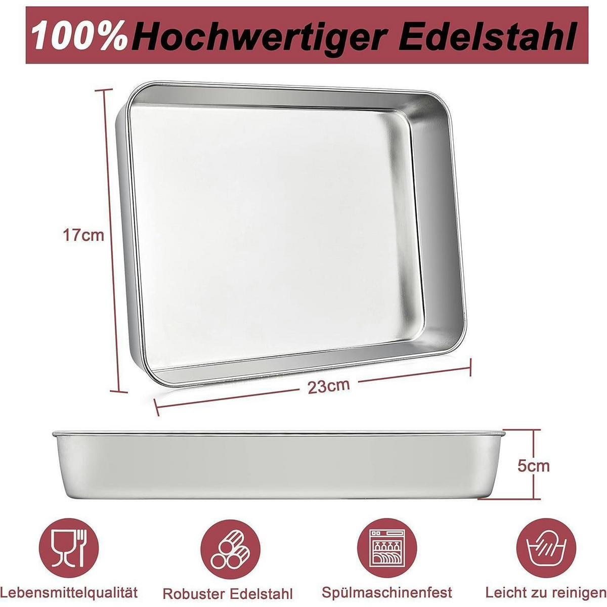 BACKBLECH Edelstahl 23 x 18 x 5 cm - Silberfarben, Metall (17/5/5cm)
