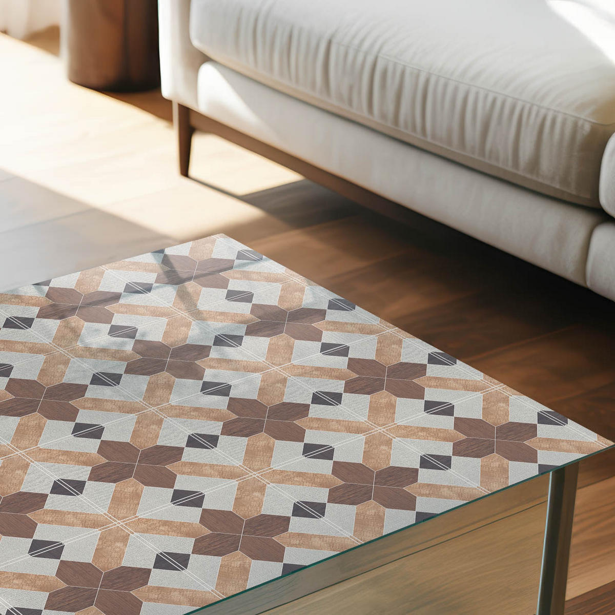 GLASPLATTE 80x60 cm – Geometrisches Muster - Braun, Glas (0.4/80/60cm) - ArtPrintCave