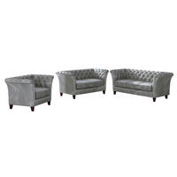 SITZGARNITUR 3+2+1 Chesterfield Fusion Grau Samt - Braun/Grau, Holz/Textil (237/75/82cm) - S-Style Möbel
