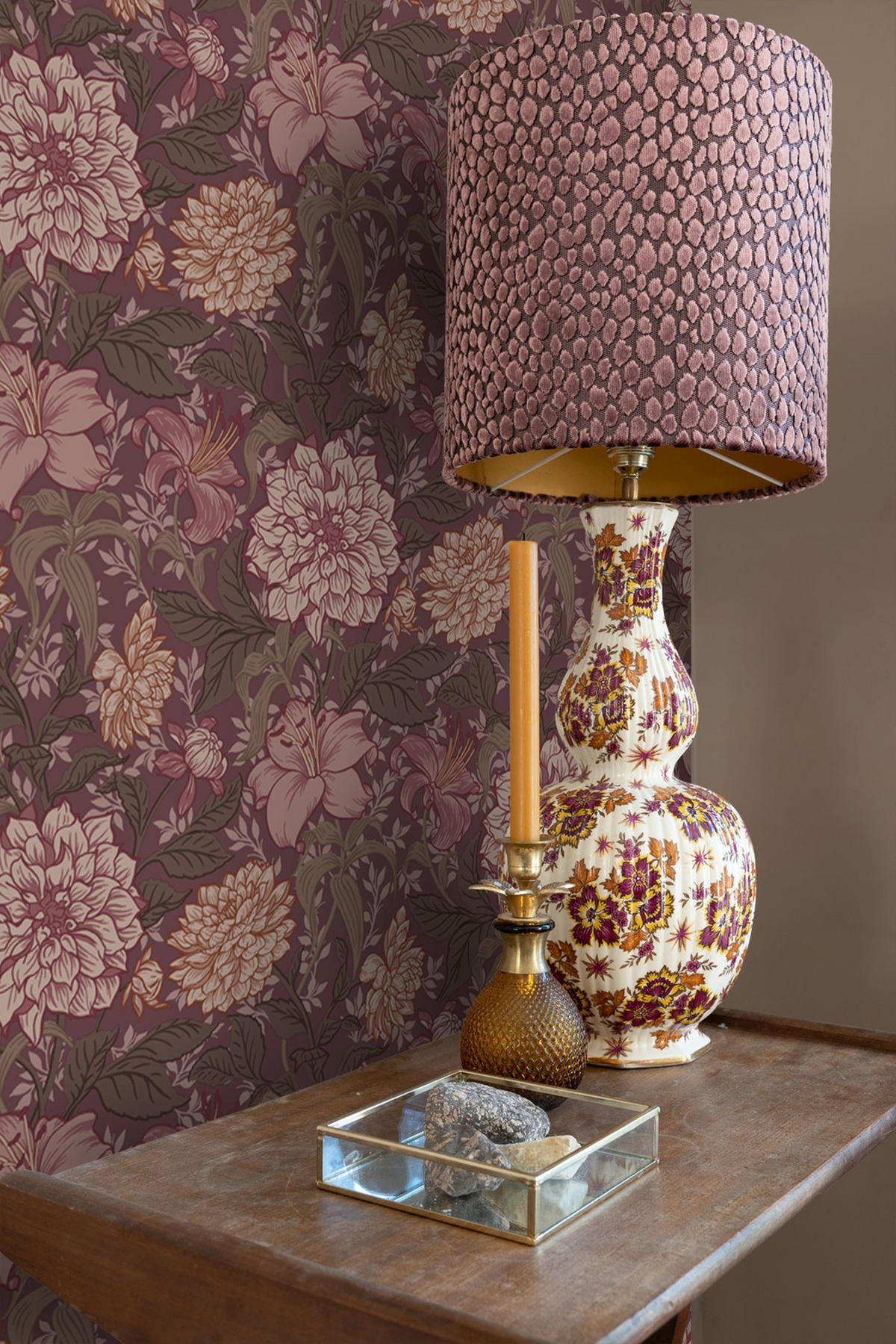 TAPETE Blumenmuster 50 x 900 cm - Lila, Papier (50/900cm) - ESTAhome