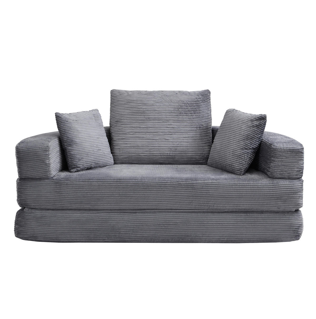 SOFABETT 2-in-1 klappbar 173x176 cm Cord Gray - Grau, Kunststoff (176/40/173cm) - Meubliv